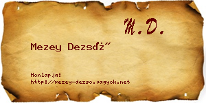 Mezey Dezső névjegykártya
